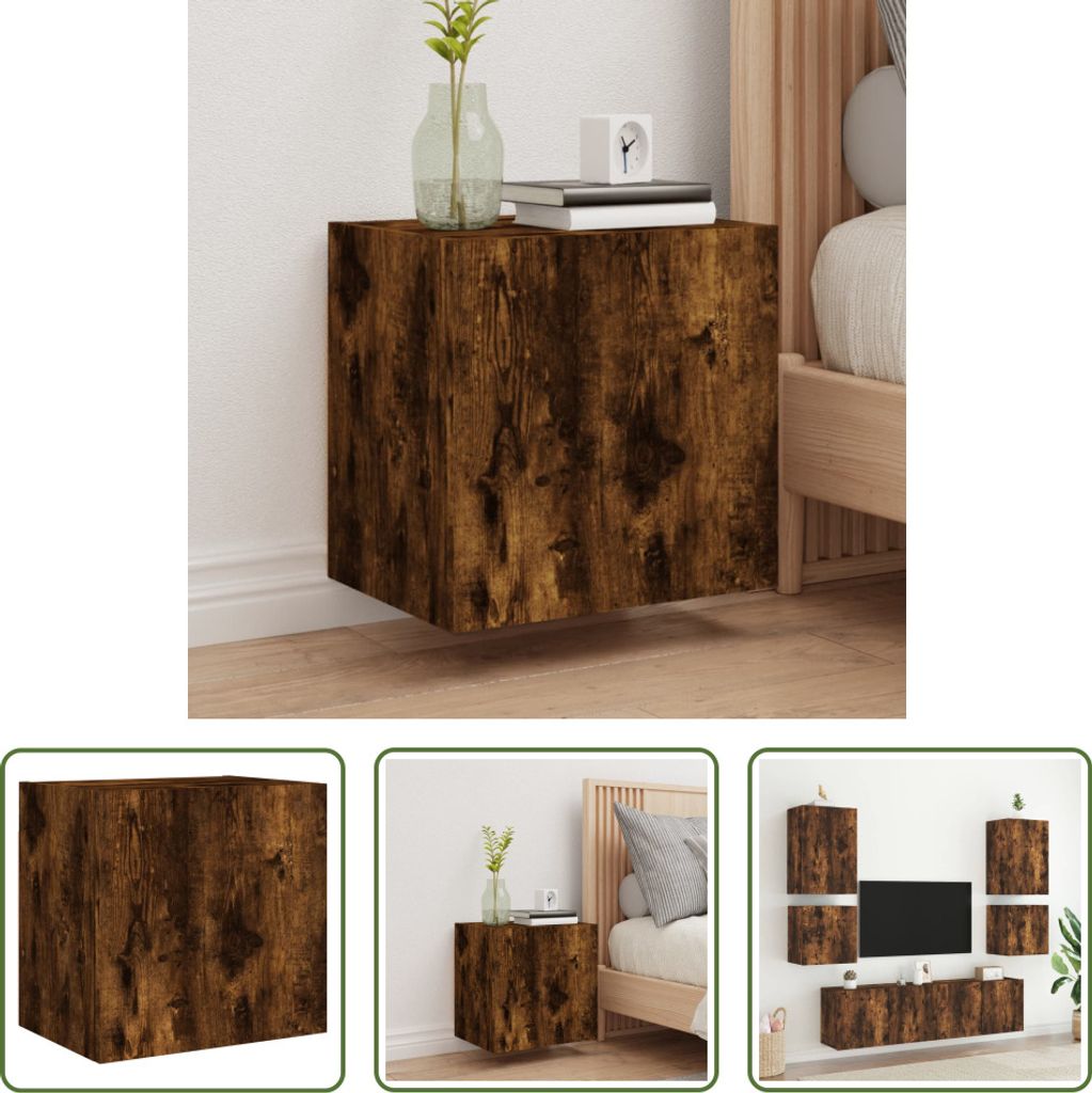The Living Store TV-Wandschrank Räuchereiche 40,5x30x40 cm Holzwerkstoff