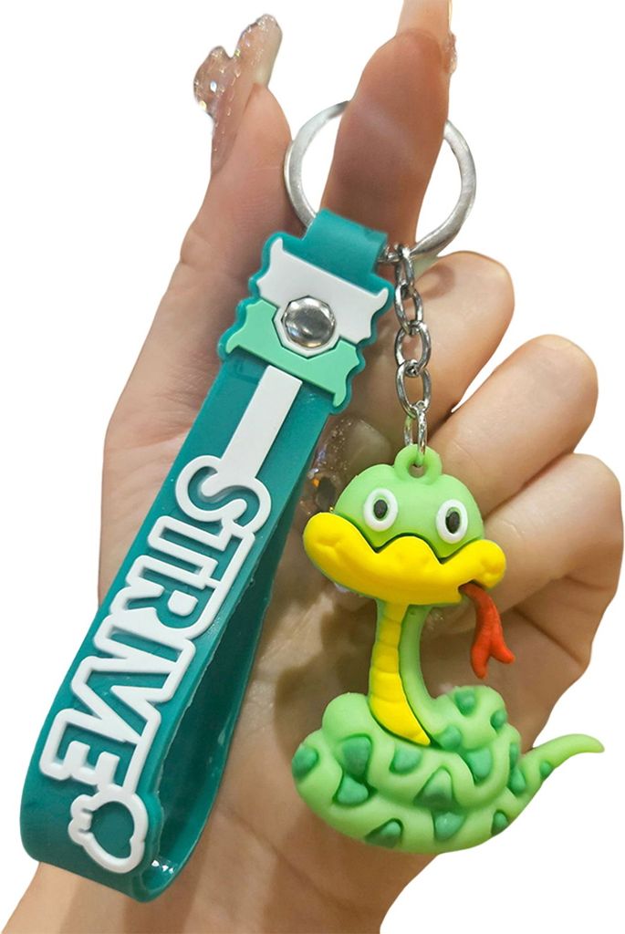 Cooler Schlüsselanhänger aus PVC mit Schlangenanhänger, dekorativer Schlüsselanhänger mit Umhängeband für Auto, Handtasche, Rucksack, Telefo...