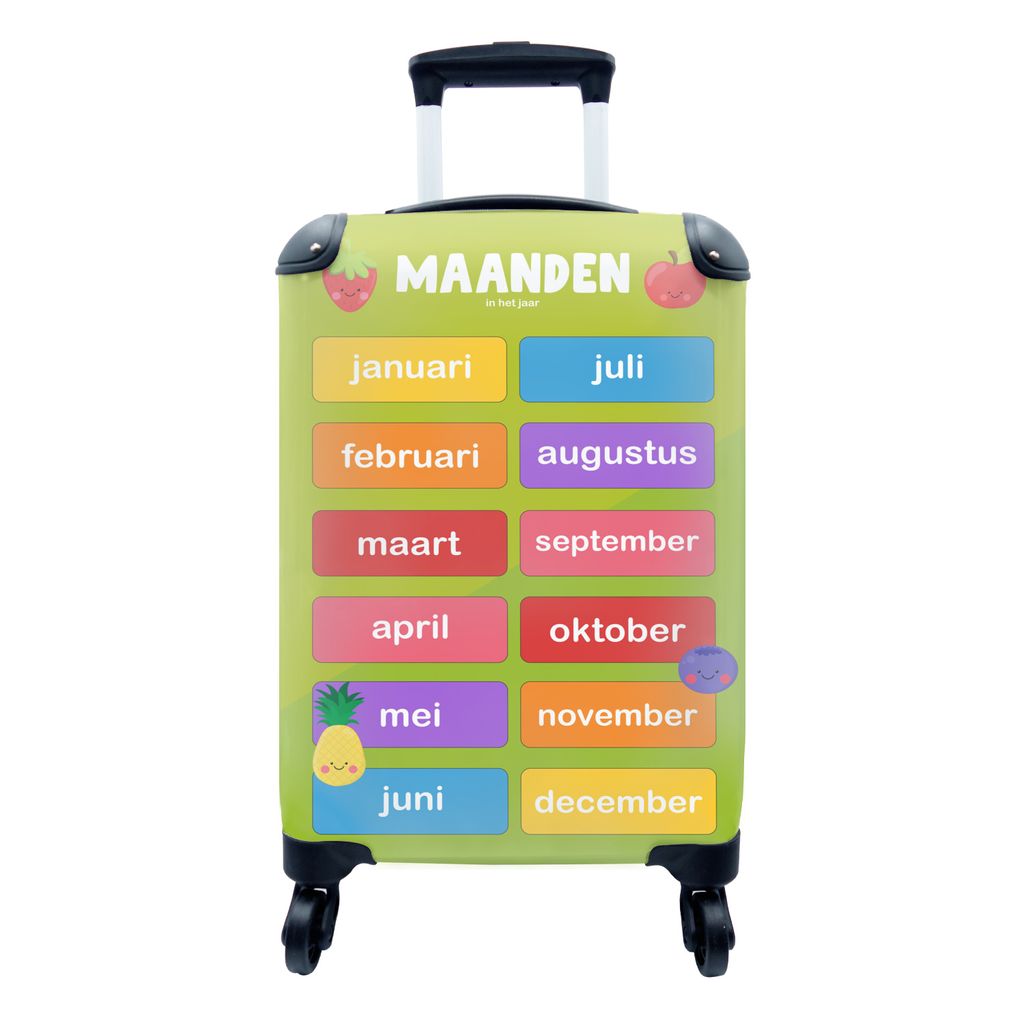 MuchoWow Koffer Handgepäck Trolley Rollkoffer Kleine Reisekoffer mit 4 Rollen - Monate - Bildung - Jungen - Mädchen - Kinder - Grün - Kinder -...