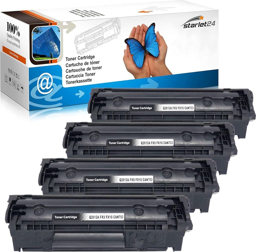 4x Starlet24 Toner kompatibel mit HP Q2612A (12A) für HP LaserJet 1010, 1012, 1015, 1020, 1022, 3000, 3015, 3020, 3030, 3050, 1005 MFP, M 1319 F...