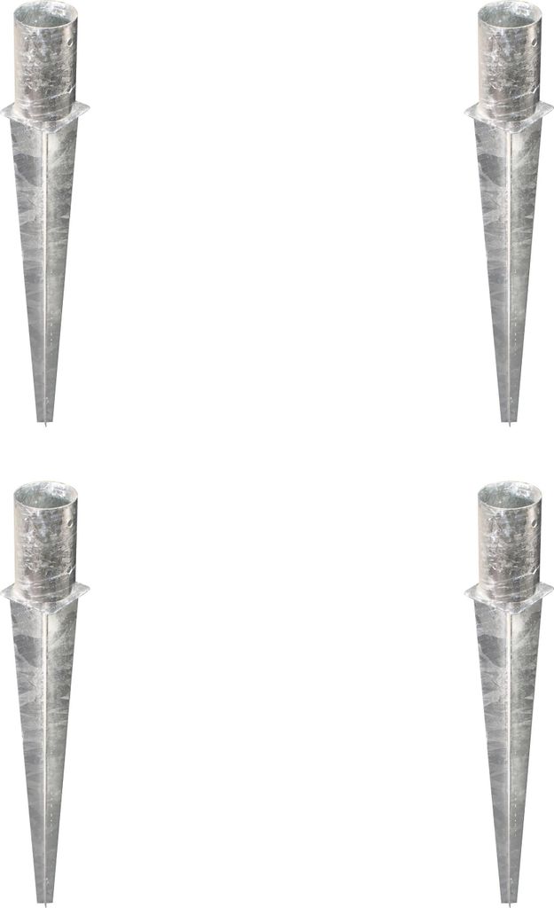 Alberts 4 x Einschlag-Bodenhülse für Rundholzpfosten, Ø141 mm, Länge 750 mm, feuerverzinkt, zum Einbetonieren