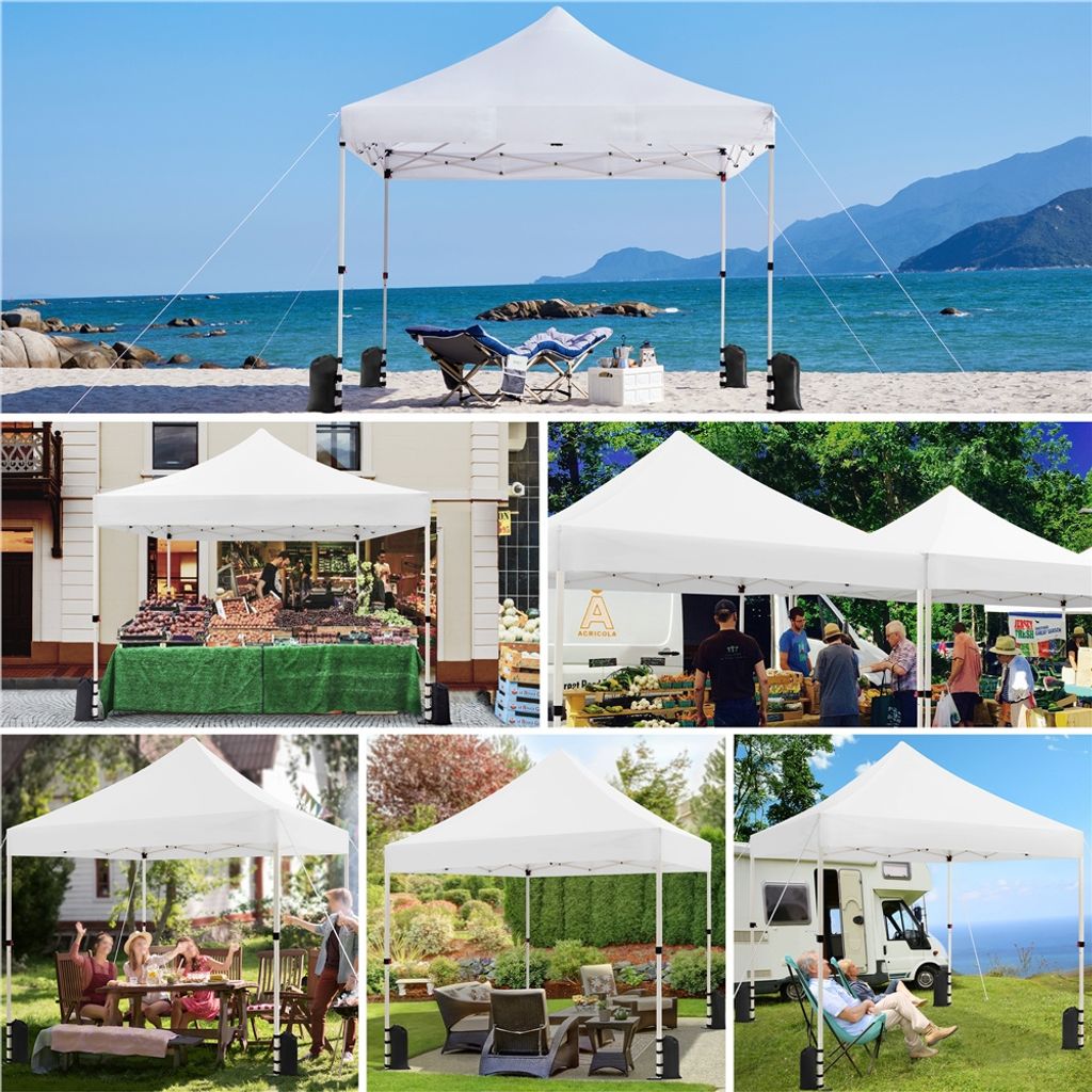 Yaheetech Faltpavillon 3x3m – Wasserdicht, Höhenverstellbar (bis 282cm), Mit Tasche & Sandsäcken