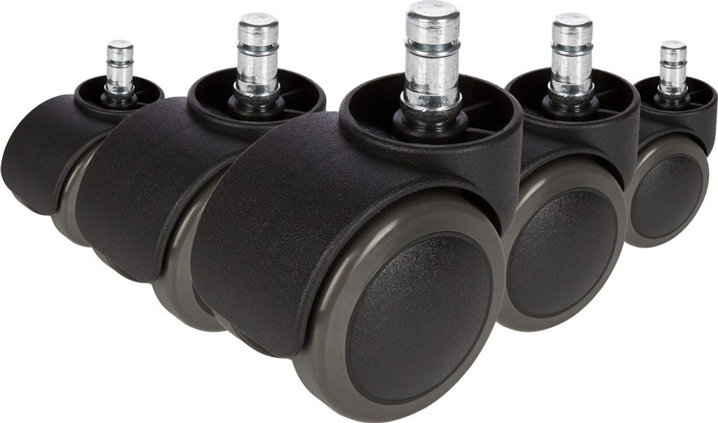 hjh OFFICE Stuhlrollen 5x ROLO 11mm/50mm Ersatz Rollen Bürostuhl für Parkett, Laminat, Fliesen oder Steinboden