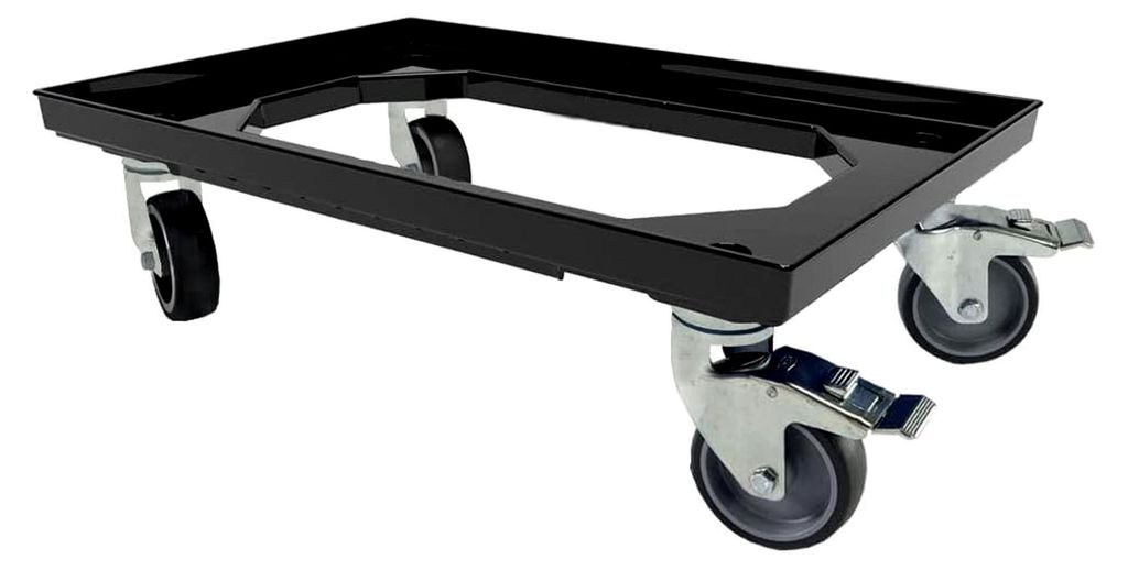 EU Transportroller für Boxen 60 x 40 cm mit 2 Bremsen Schwarz und 4 Lenkrollen Rollwagen Euroboxen Eurobehälter