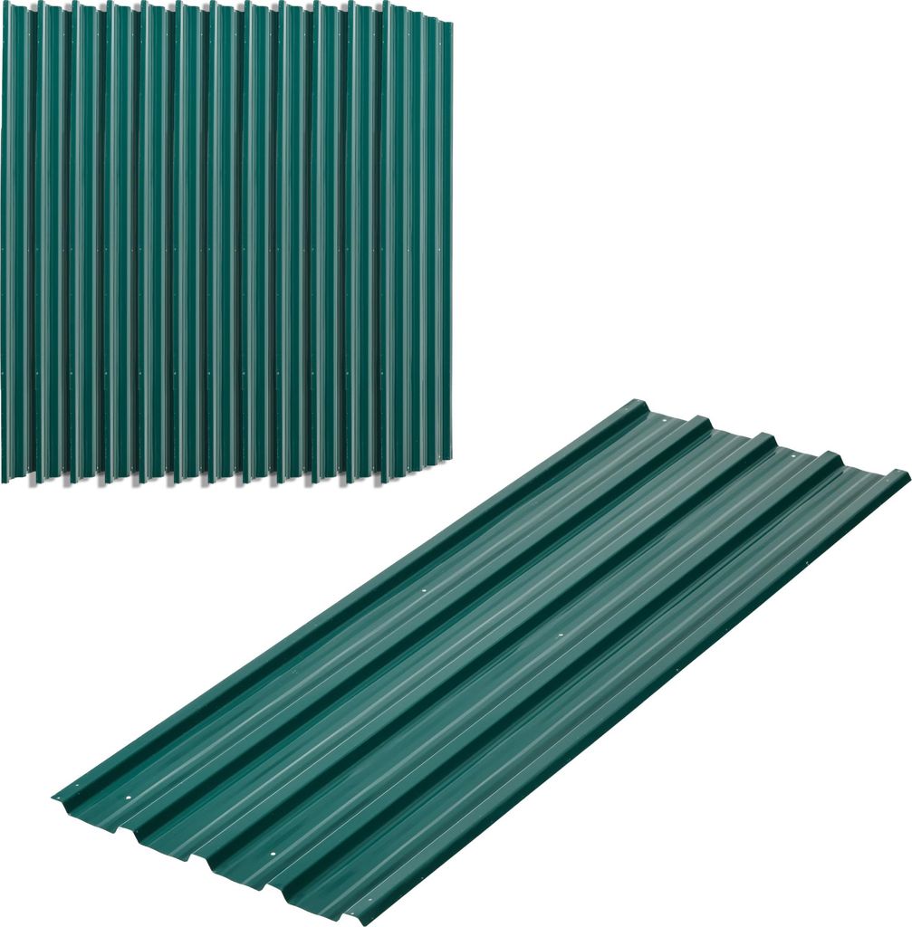 12 Stück Trapezblech – 129x45cm 7m2 Verzinkt Dachblech 0,25 mm Wetterfest Profilblech Grün