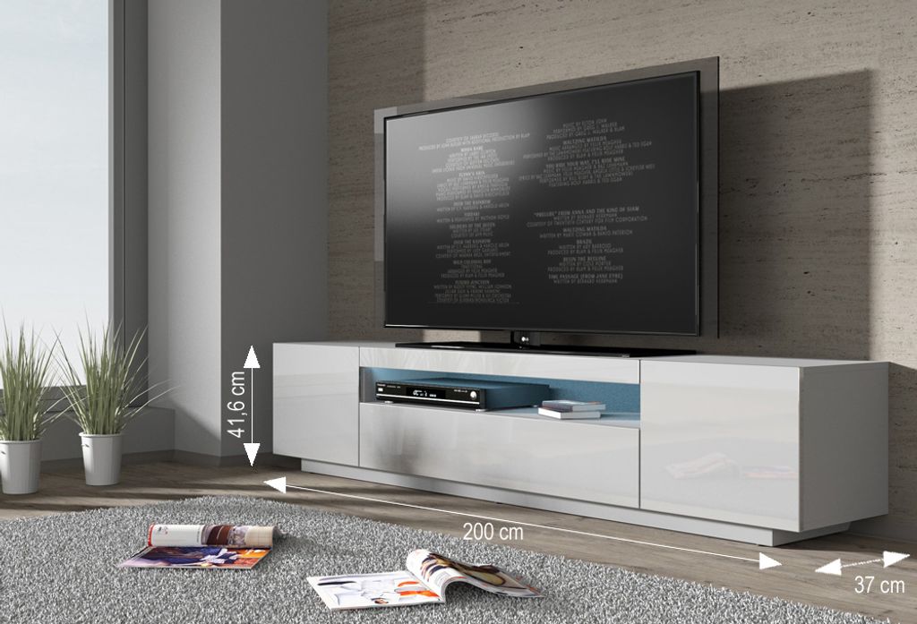 TV Lowboard 160cm Fernsehtisch Unterschrank Sideboard mit Ablage Wohnzimmer LED 