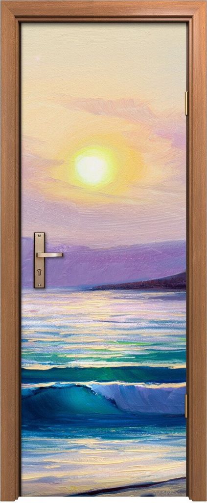 Türposter 70x200 cm Türaufkleber Türtapete Türfolie Klebefolie Kunst Morgens auf See Wellen Malerei