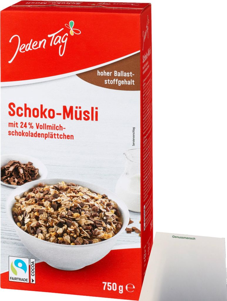 Jeden Tag Schoko Müsli (750g Packung) + usy Block