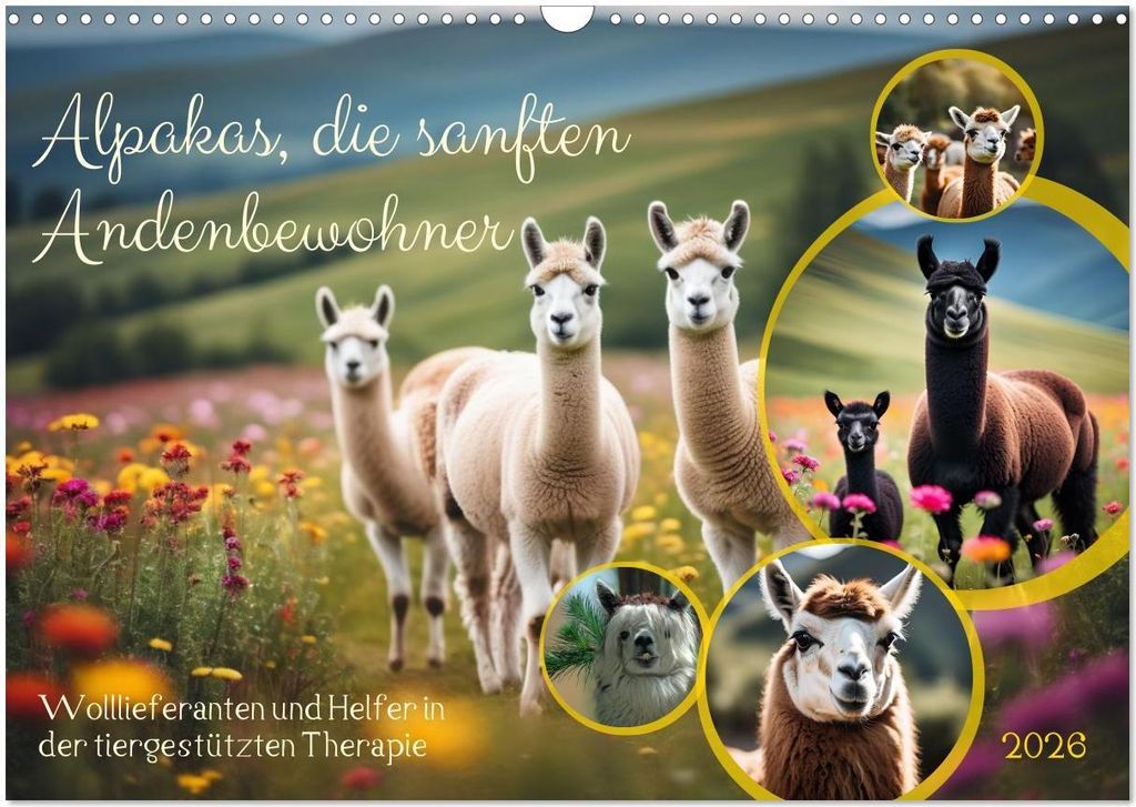 Alpakas, die sanften Andenbewohner (Wandkalender 2026 DIN A3 quer), CALVENDO Monatskalender