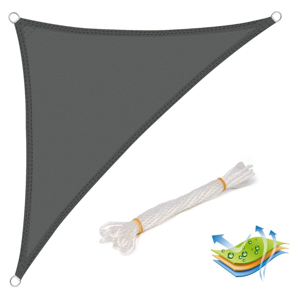 WOLTU Sonnensegel Quadrat 4x4m Grau wasserabweisend Sonnenschutz Polyester Windschutz mit UV Schutz für Garten Terrasse Camping