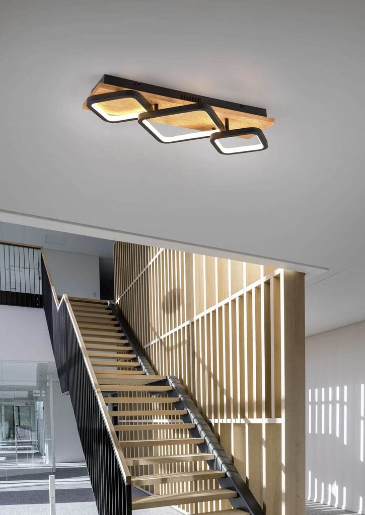 Trio Rama LED Deckenleuchte 32W dimmbar Schwarz Matt warmweiss