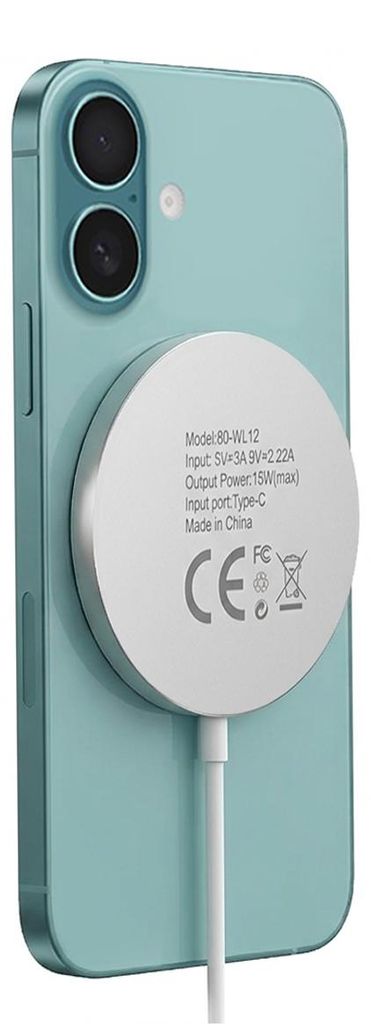 Mayaxess, Magnetisches 15W MagSafe Ladegerät für iPhone 16 / 16 Plus / 16 Pro / 16 Pro Max / 16e, Weiß