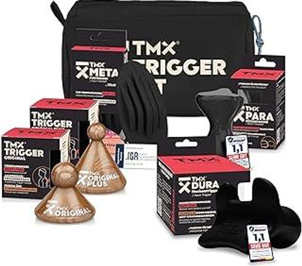 TMXKomplett-Bundle | Massage-Set | Akupressur gegen muskuläre Schmerzen | Schmerzpunktmassage | Triggerpunktdrücker | Triggerpoint-Massage | 5 Tr...