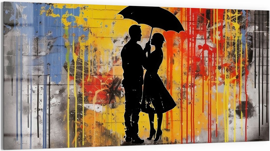 DEQOART Magnettafel Glas 100x50 cm 'Städtische Romanze' beschreibbar Whiteboard Küche