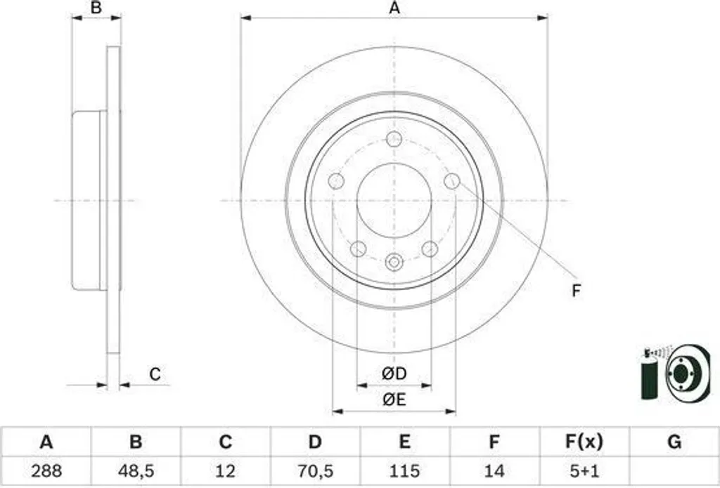 Disque de frein Bosch 0 986 479 F83 pour Opel Insignia B Z18 OE 13517857