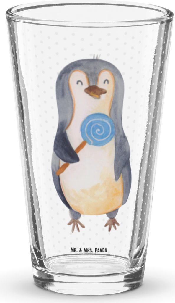 Mr. & Mrs. Panda Tumbler Pinguin Lolli - Transparent - Geschenk, Cocktailglas, Wasserglas, Süßigkeiten, Naschen, Bierglas, Glas, Spruch, Süß, H...