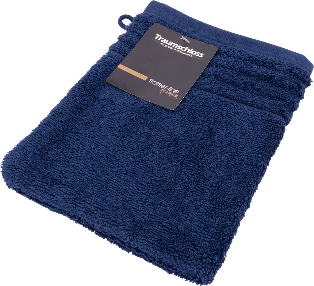 Traumschloss Frottier-Line Premium Waschhandschuh 16 x 21 cm dunkelblau 100% ägäische Baumwolle mit 600g/m²