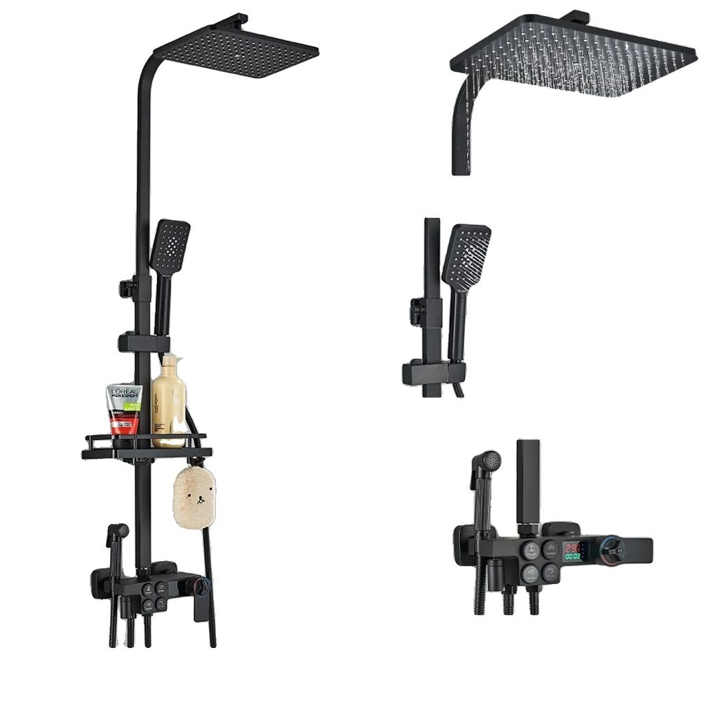 Digitaler thermostatischer Duscharmatur, Einhebelsteuerung, Messing-Oberflächenfinish, mattschwarz B