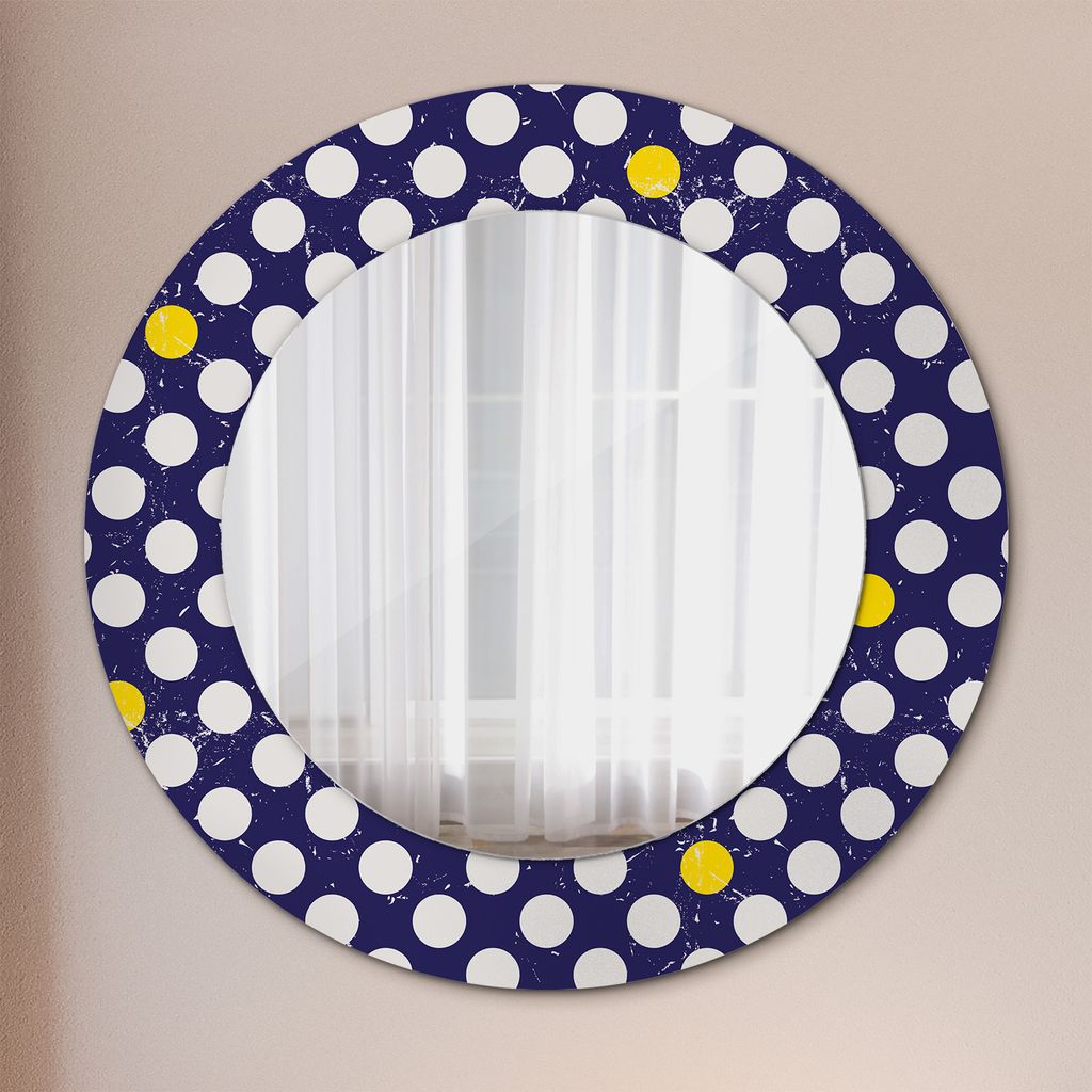 Spiegel - Mirror zum Wandspiegel Schlafzimmer – Schminkspiegel- retro Punkte- Ø50cm