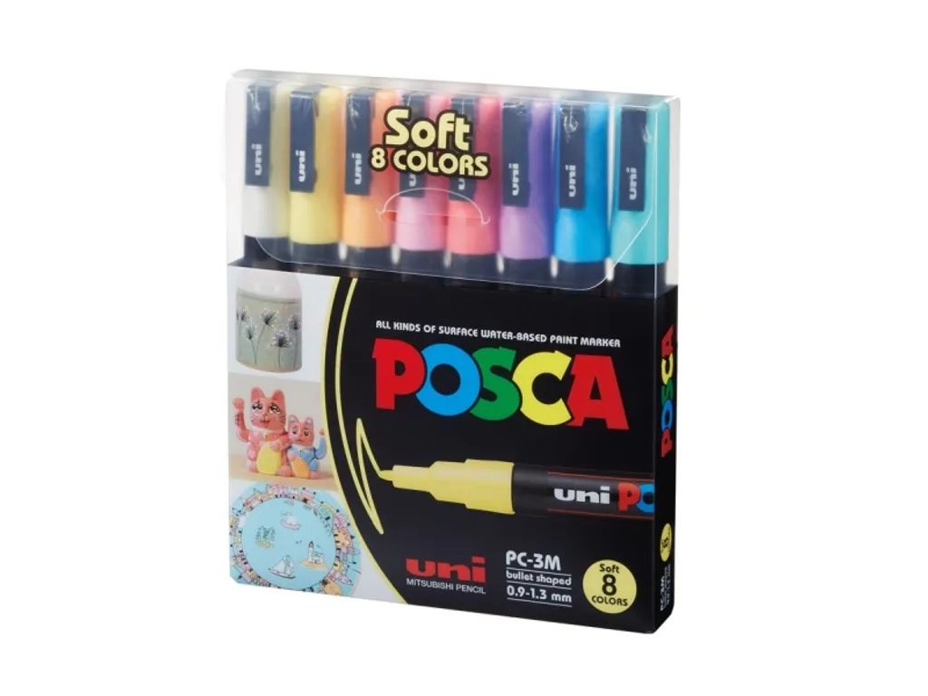 POSCA PC-3M 8er Set Pastel Marqueurs à Pointe Fine 1.3mm Multi-usage - 2