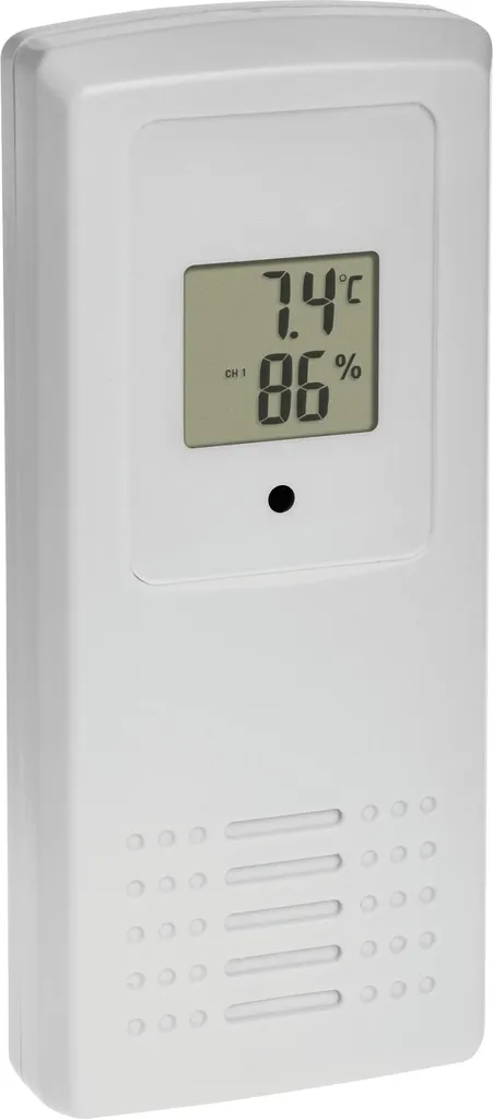 Station météo radio CLEAR TFA 35.1168.02 blanche avec capteur extérieur