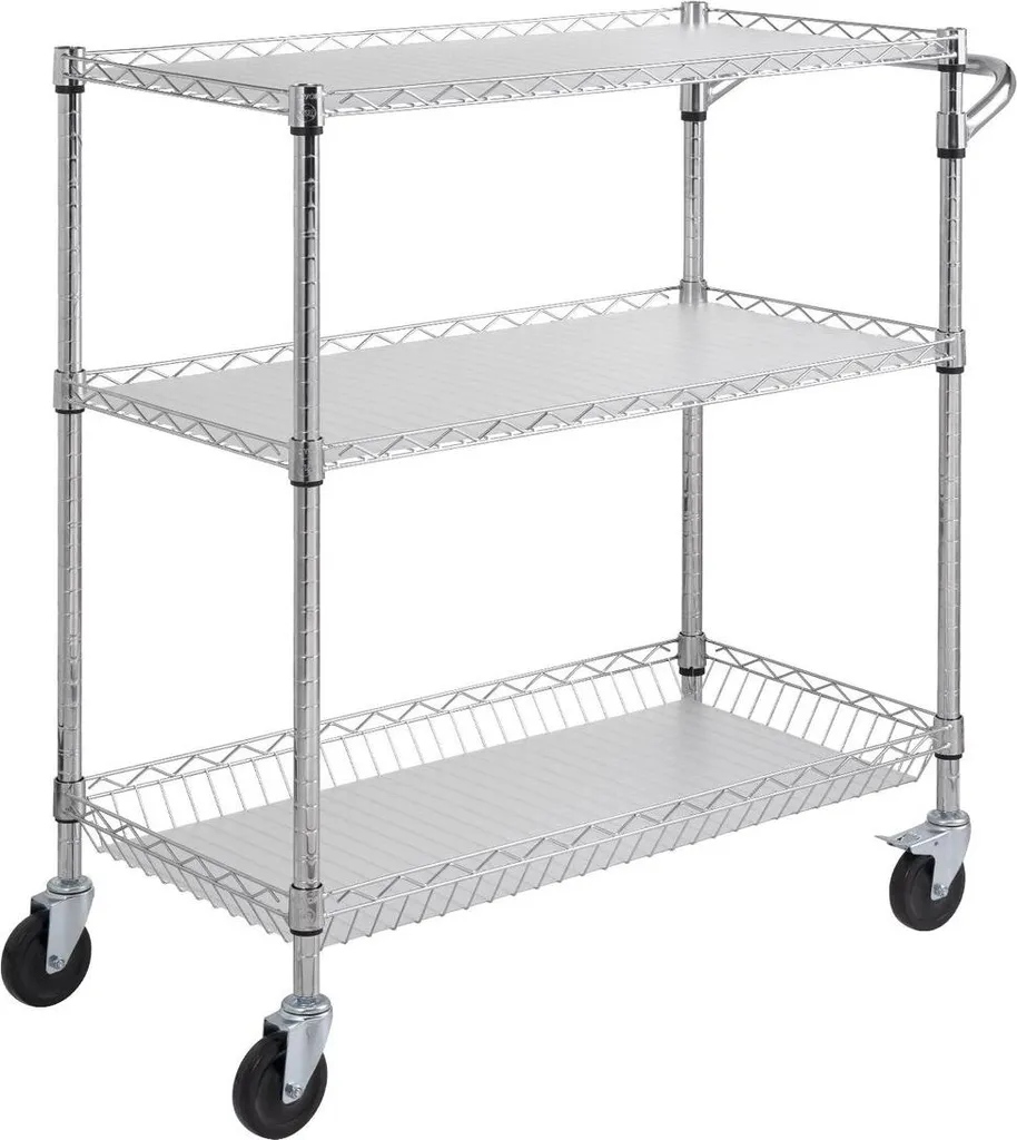 Chariot de rangement métal anti-chute pour organiser les charges lourdes