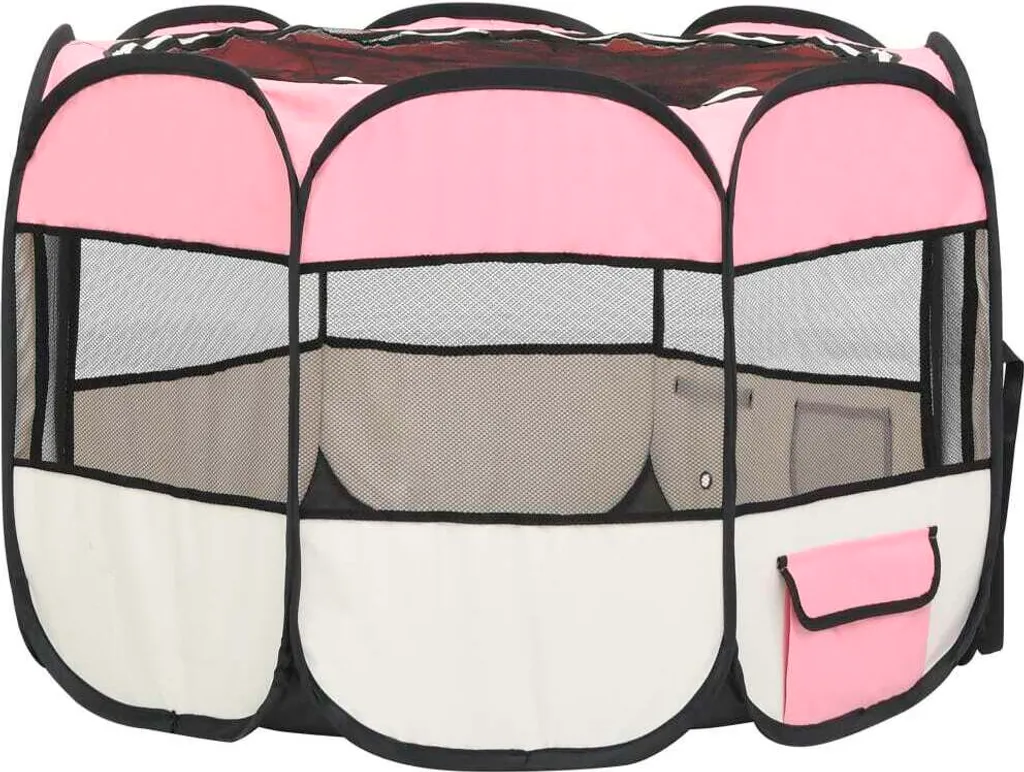 Box Viaggio vidaXL Rosa 90x90: Recinto Pieghevole Portatile per Pet - 9