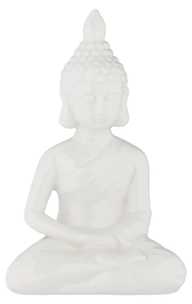 Figurine de Bouddha zen blanche 17 cm pour décoration extérieure d'été