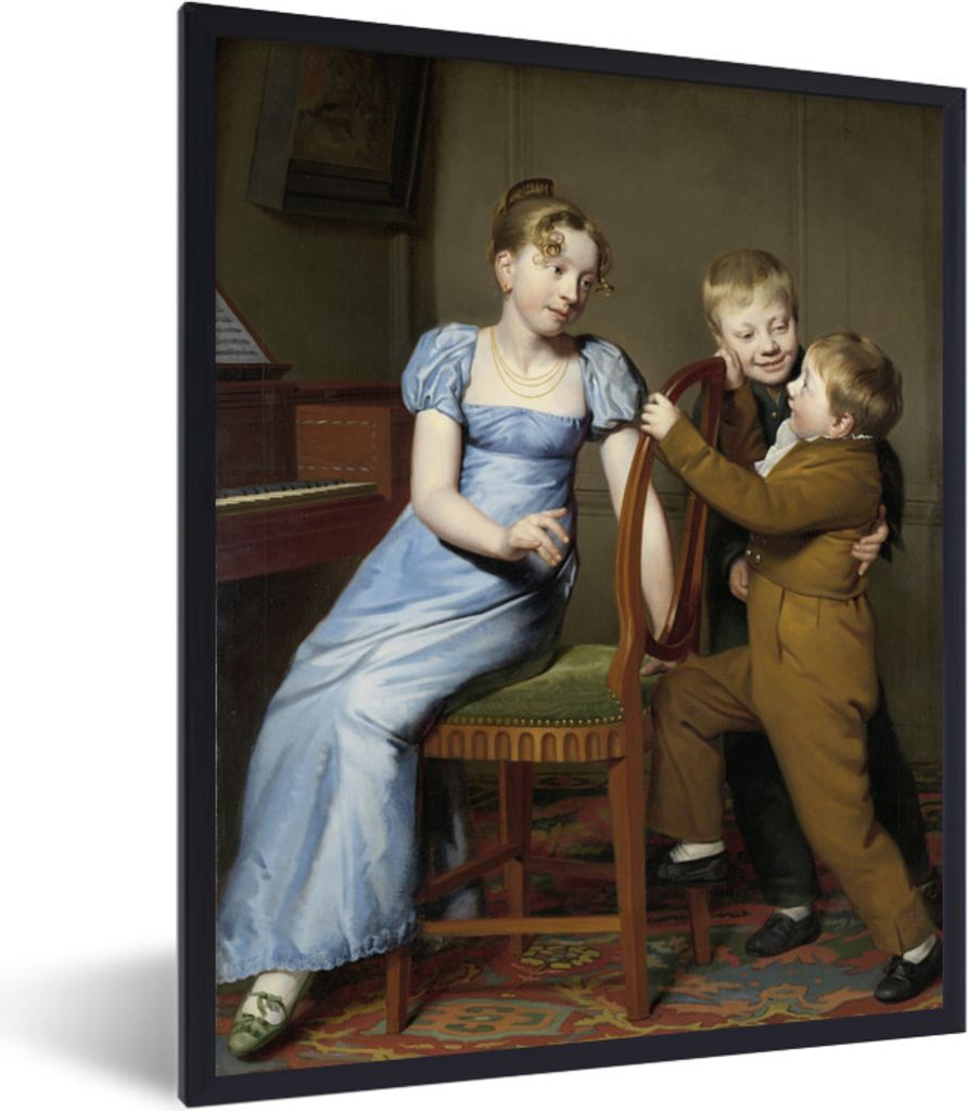 MuchoWow Gerahmtes Poster Gestörtes Klavierspiel - Gemälde von Willem Bartel van der Kooi 30x40 cm - Poster mit Schwarzem Bilderrahmen Wandpost...