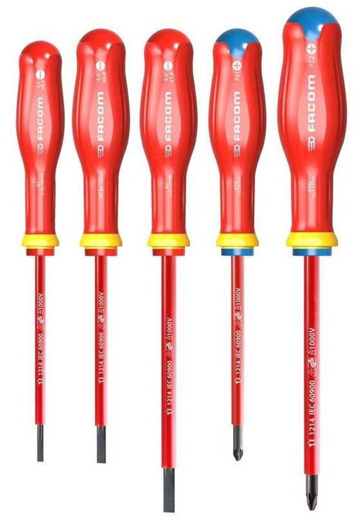 Facom ATD.J5VE Protwist Isolierter Schraubendreher 1000 Volt 5 Stück