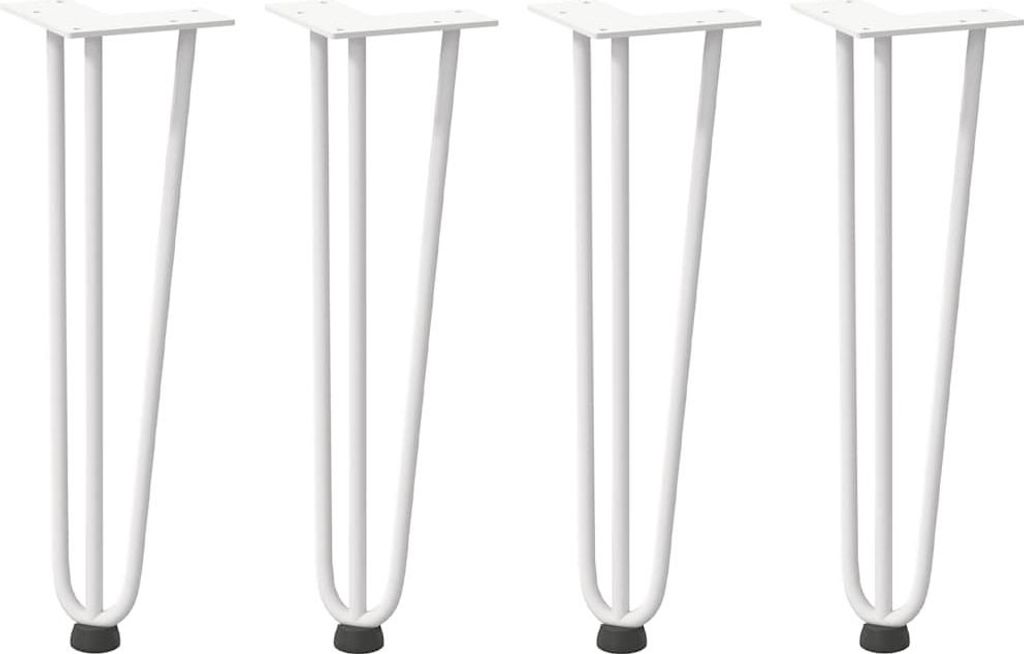 vidaXL Haarnadelbeine für Couchtisch 4 Stk. Weiß 42 cm Massivstahl