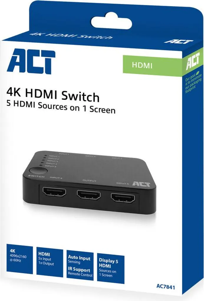 ACT AC7841 Câble HDMI 4K 18 Gbit/s noir - Compatible HDR 2160p