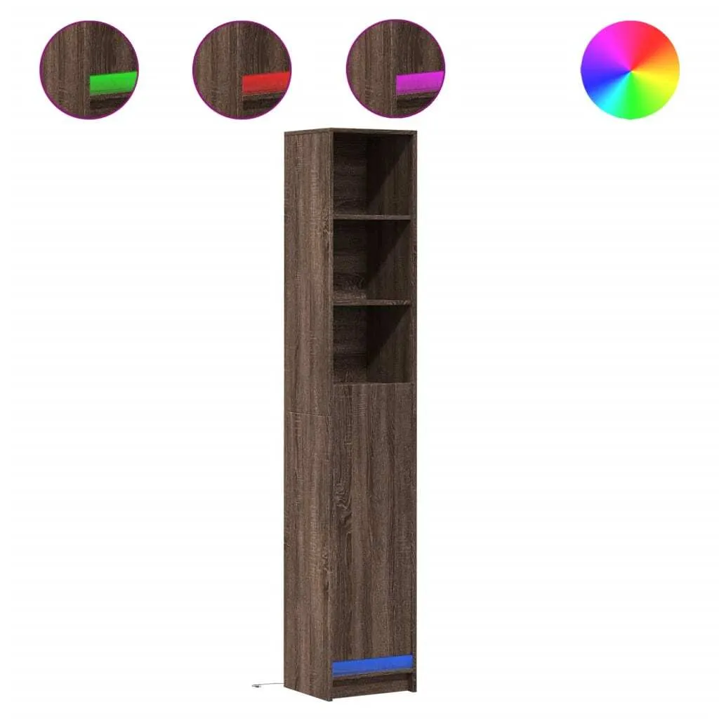 Credenza Alta con LED Rovere Marrone 36x200 cm - Offerta Maison - 2