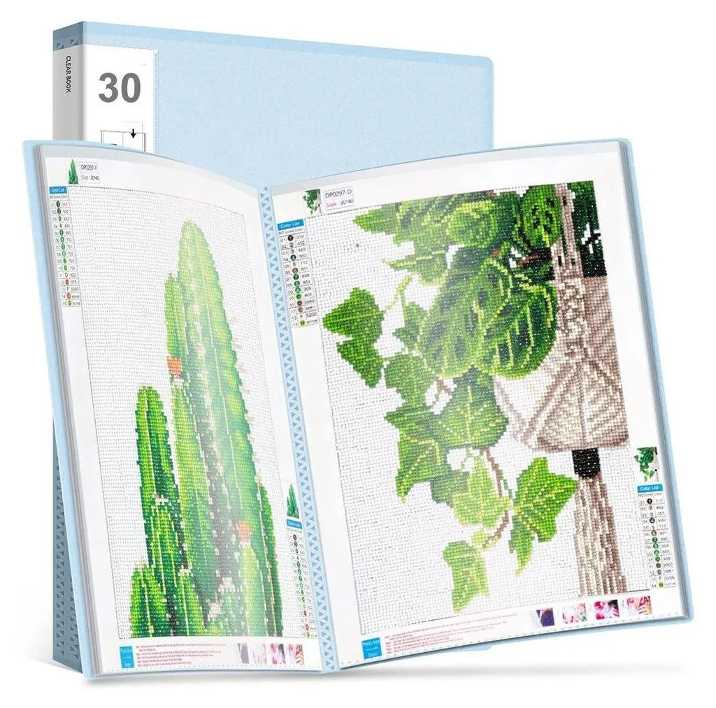 Rangement Broderie Diamant A3 Rose - Organisez et exposez 60 créations