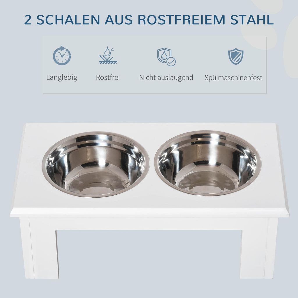 PawHut Erhhter Hundenapf Haustier Futternapf Edelstahl MDF