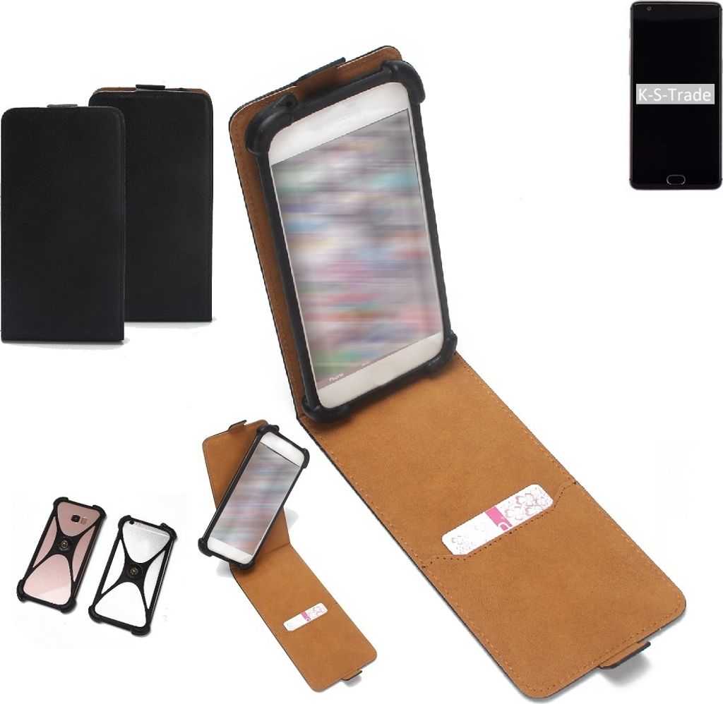 K-S-Trade Handyhülle Schutzhülle kompatibel mit OnePlus 3 Case Cover Flip Style Bumper schwarz 1x