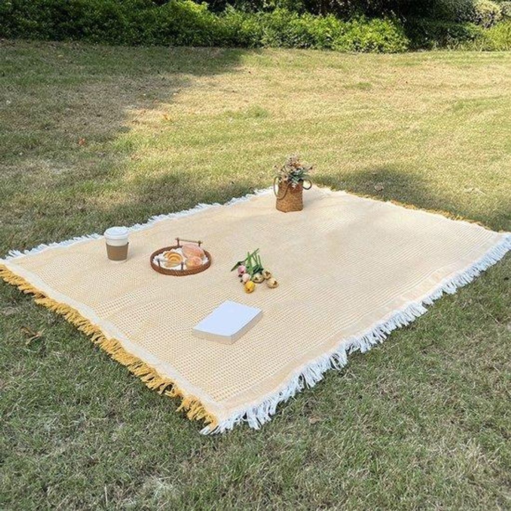Picknickkleed, opvouwbaar, geel-wit, 89x208 cm, gazons, kamperen, stranden.