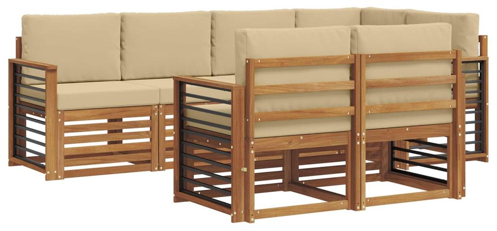 Ecksofa Set mit Kissen 7 pcs Natur und Beige