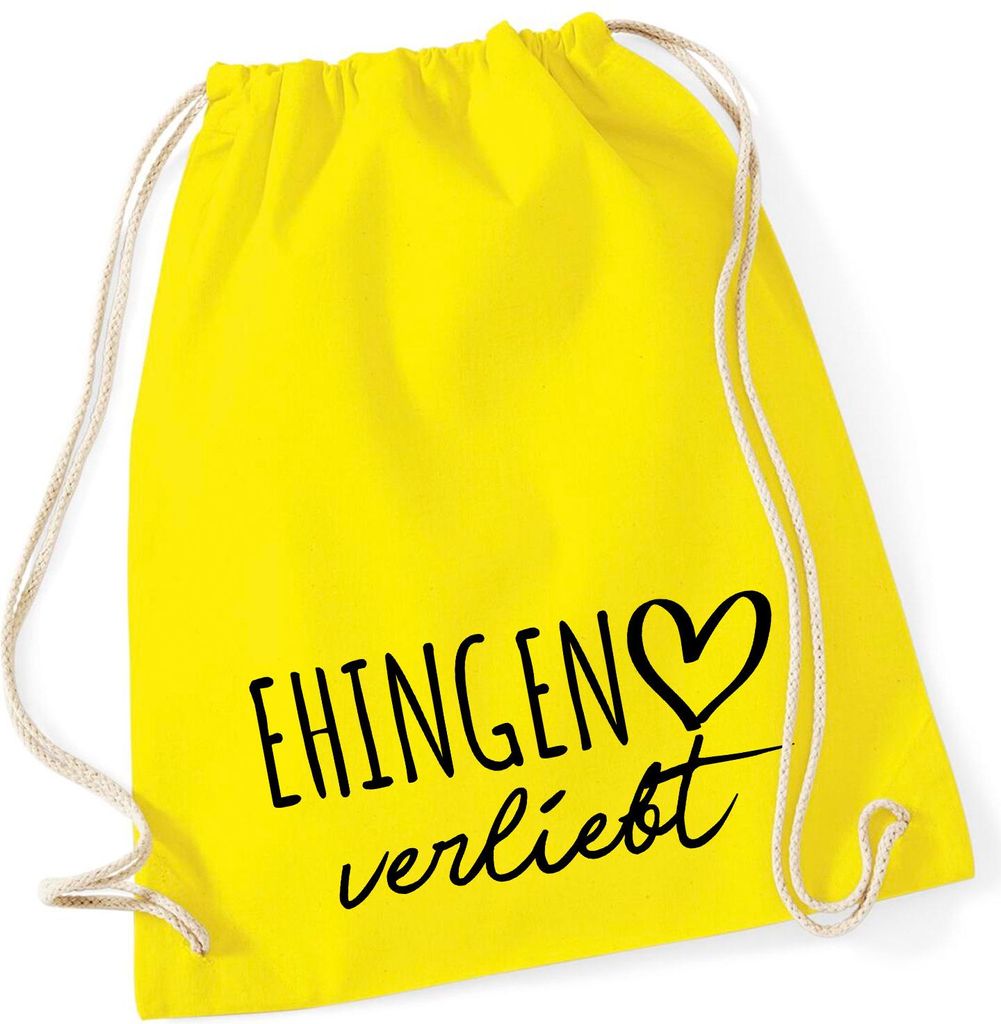 Huuraa Turnbeutel Ehingen verliebt 12 Liter Yellow Baumwolle Rucksack Geschenkidee