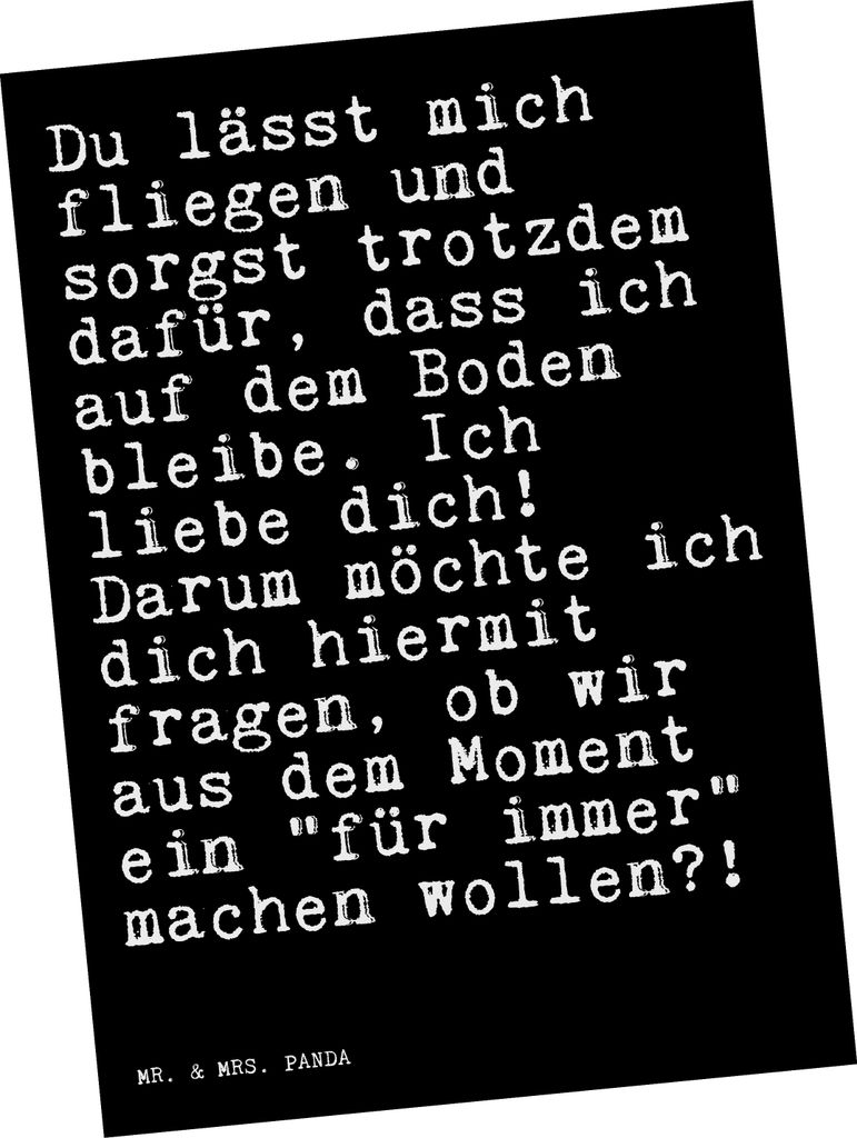 Mr. & Mrs. Panda Postkarte Du lässt mich fliegen... - Schwarz - Geschenk, Spruch Sprüche Weisheiten Zitate Lustig Weisheit Worte, einzelkarte, An...