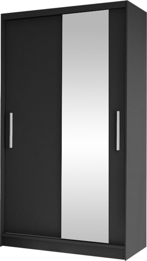 MIRJAN24 Schiebetürenschrank Costa VI, Kleiderschrank, Stilvoll Schlafzimmer Garderobenschrank (Farbe: Schwarz)