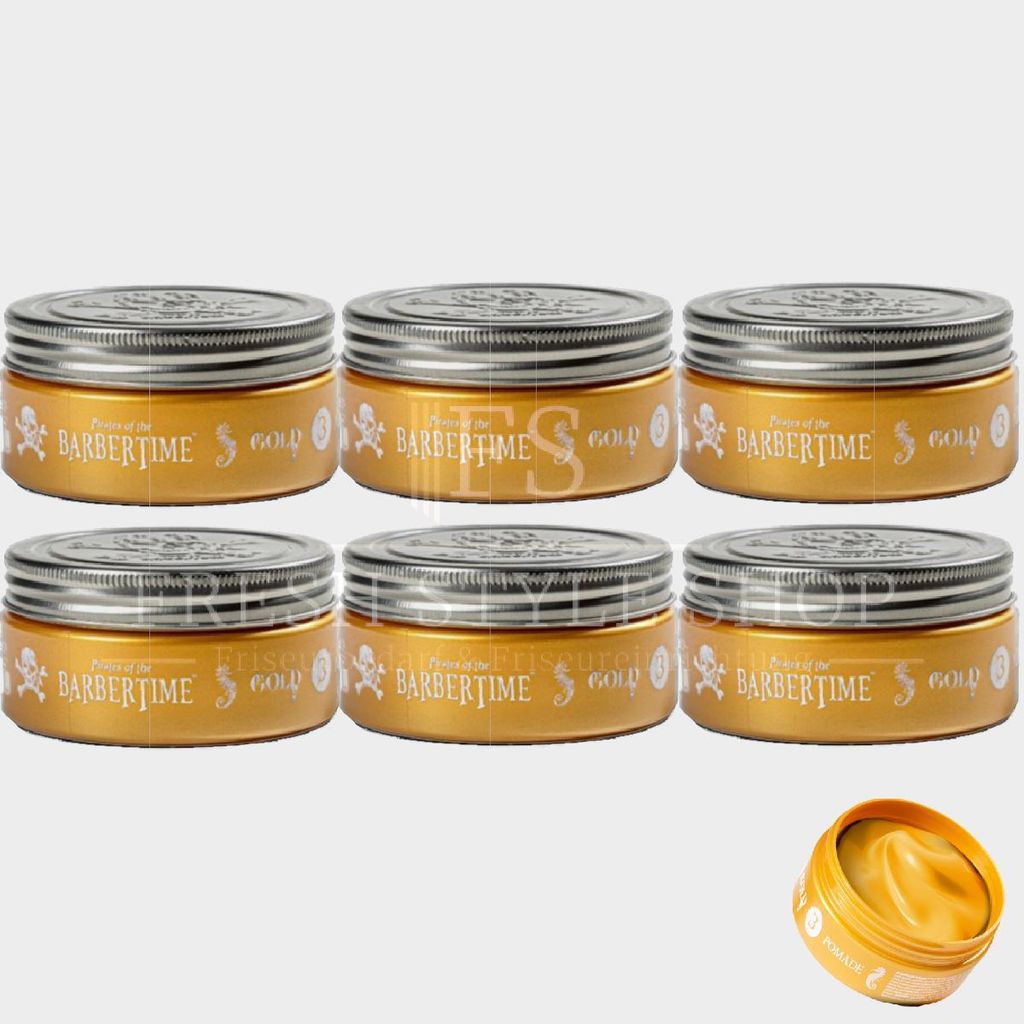 6x BARBERTIME Haarpomade Hair Pomade Styling Pomade 150ml Gold