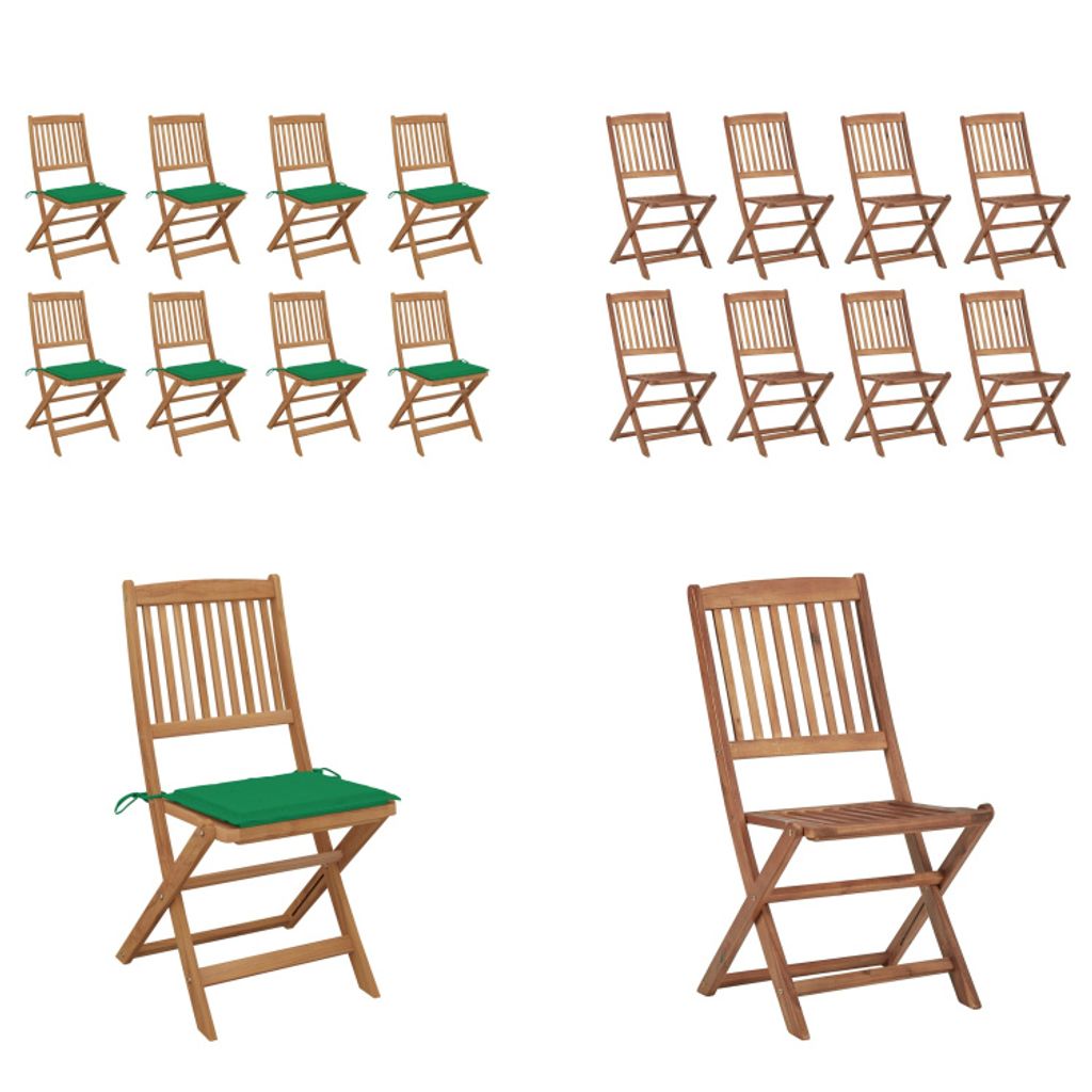 vidaXL Klappbare Gartenstühle mit Kissen 8 Stk. Massivholz Akazie - Gartenstuhl - Gartenstühle - Holz Gartenstuhl - Holz Gartenstühle