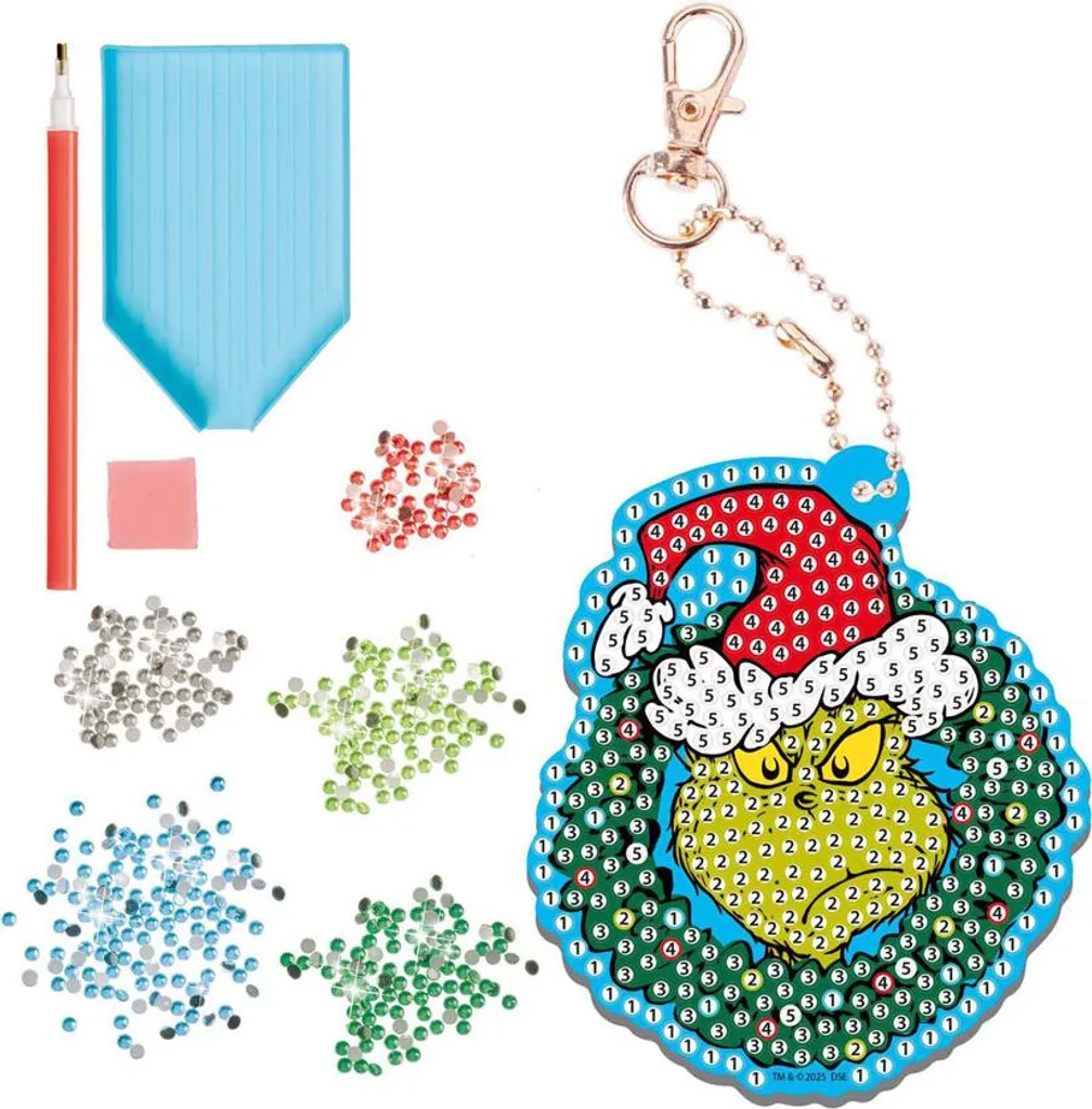 Set 12 Portachiavi Grinch Diamond Painting Natale DIY Kit Completo