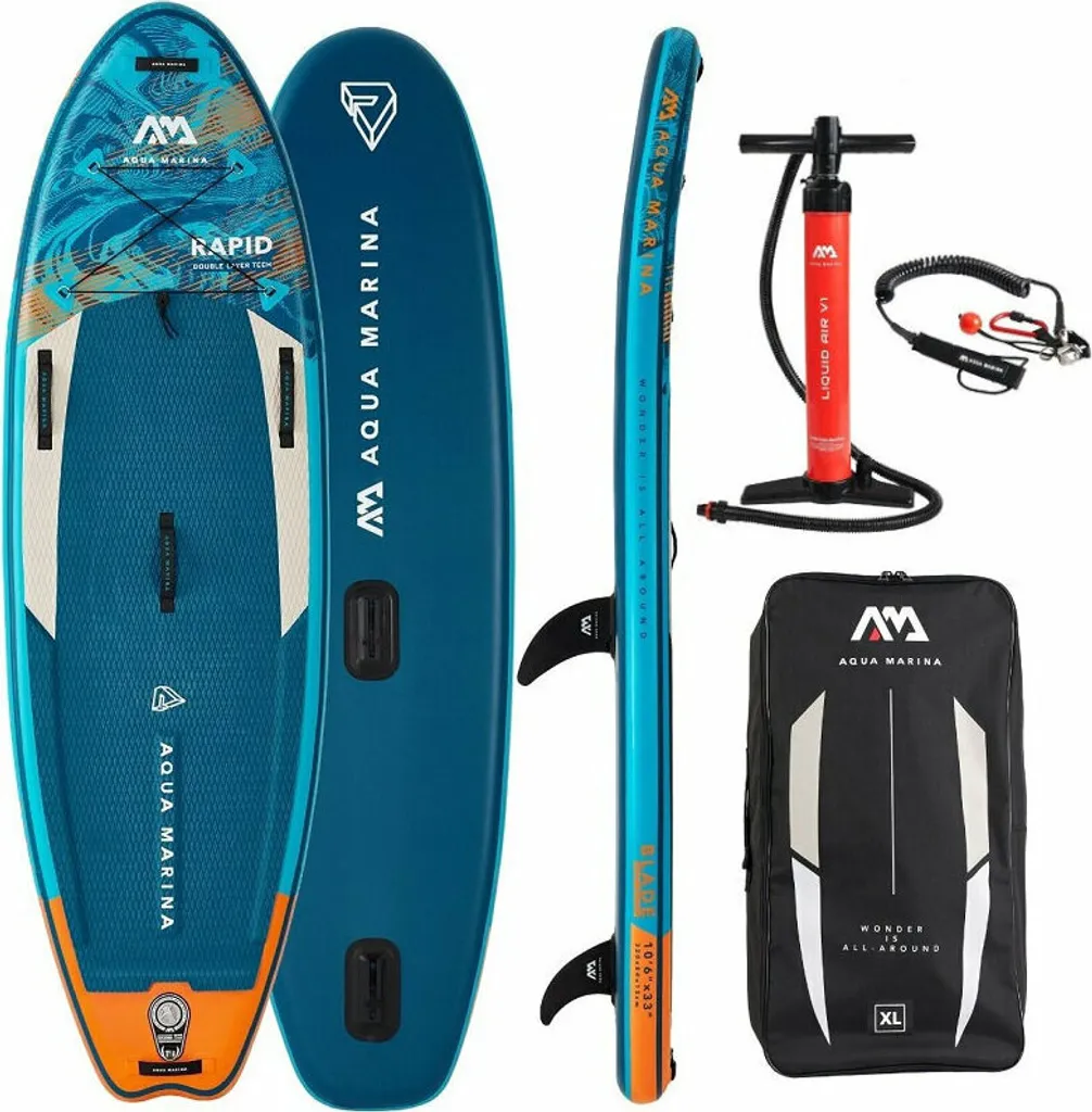 Paddle de rivière rigide et anticollision Aqua Marina Rapid 9'6"