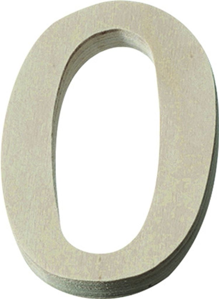 Holzzahl 0 8x5,5x1cm natur Packung mit 6 Stück