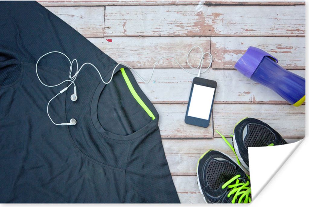 MuchoWow Poster Das Sportshirt und die Schuhe sind bereit für ein Fitnesstraining 60x40 cm - Schlafzimmerdekoration