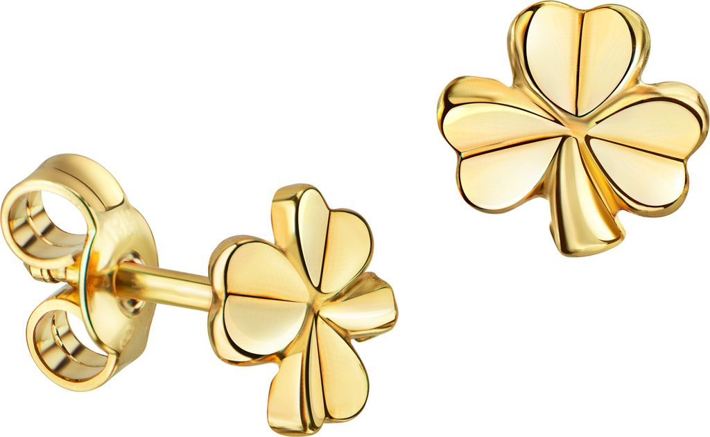 Ohrstecker mit Kleeblatt 585 Gold Gelbgold Ohrschmuck Ohrringe für Kinder und Damen