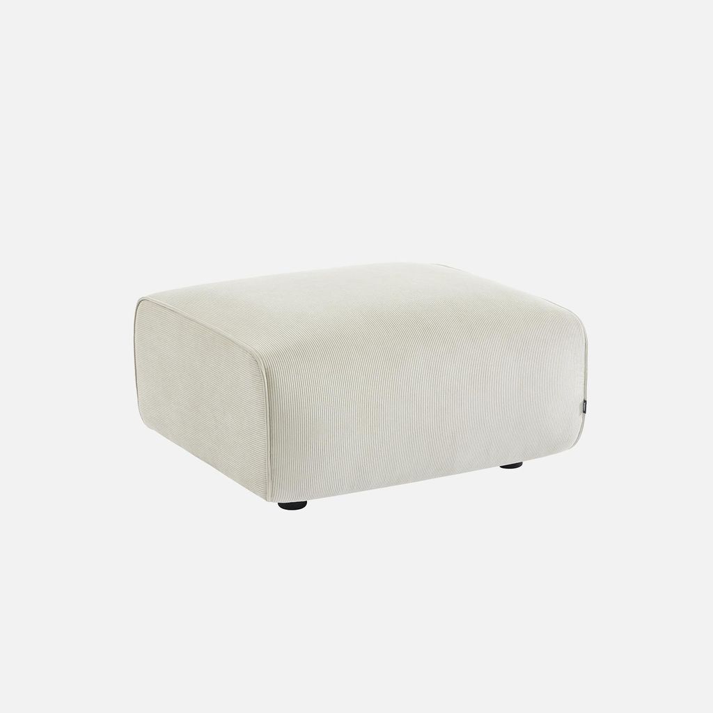 sweeek - Sitzhocker, Fußhocker mit Cordbezug für 2-Sitzer-Sofa Wallas - Creme