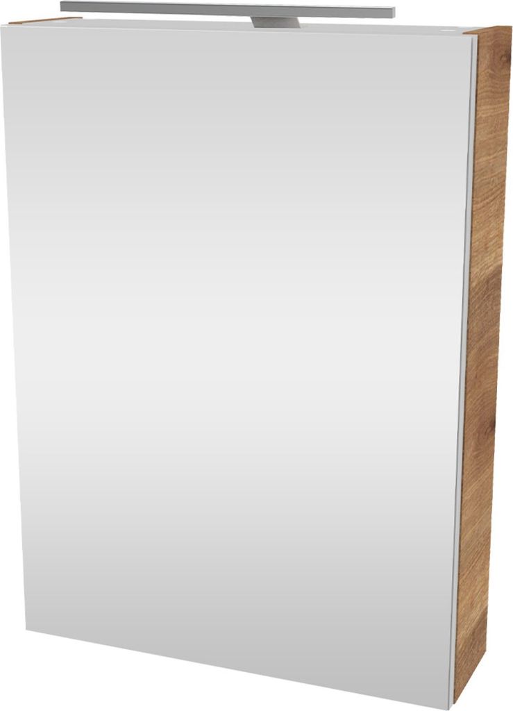 Fackelmann MILANO Spiegelschrank mit LED-Beleuchtung Alibertschrank für Bad und Gäste-WC (50 x 68 x 15,3 cm) SBC Badschrank mit Spiegel in Holz B...